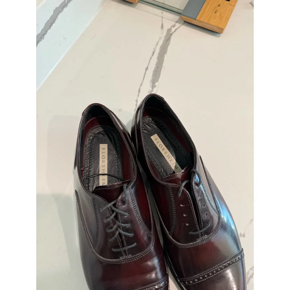 NWOT Florsheim Size EU‎ 41 (US 8) Brown Burgundy Leather Oxfords Dress Shoe